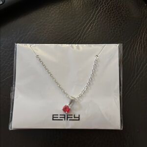 Silver Necklace with Red Gemstone